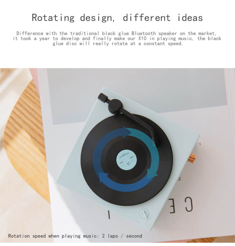 Bluetooth Speaker Mini Music Player Subwoofer Nostalgic Retro Record Wireless Player