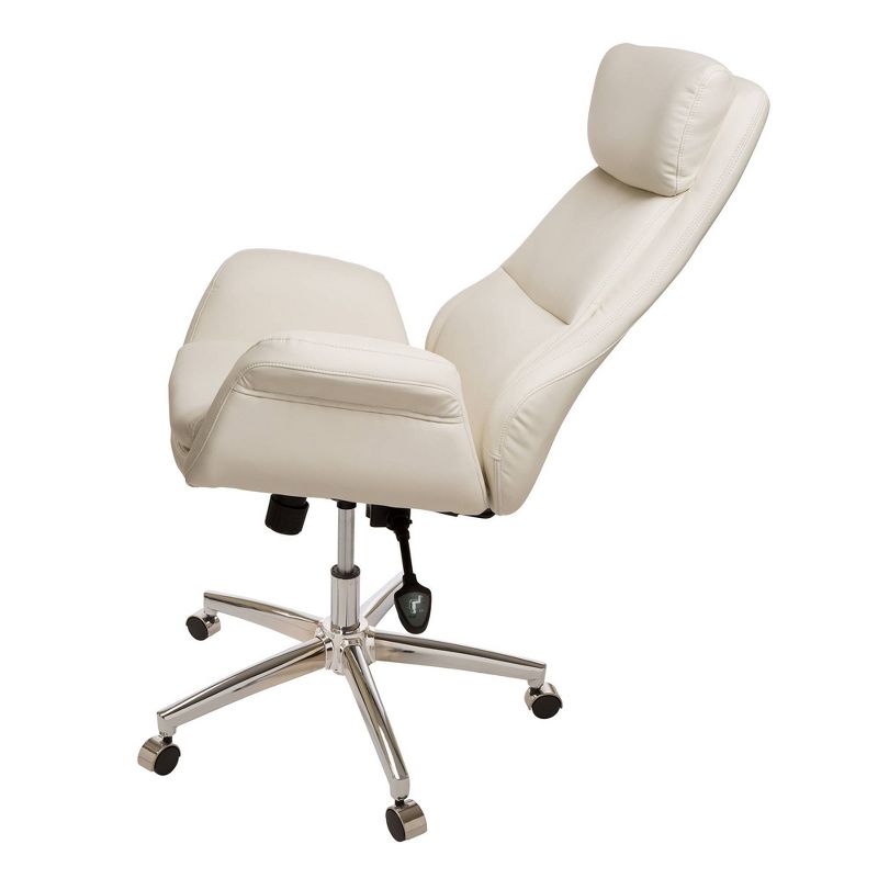 Mid Century Modern Bonded Leather Gaslift Adjustable Swivel Office Chair Cream - Glitzhome