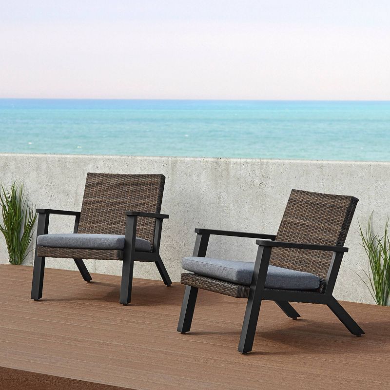 2pk Norwood Patio Accent Chair Black -Real Flame