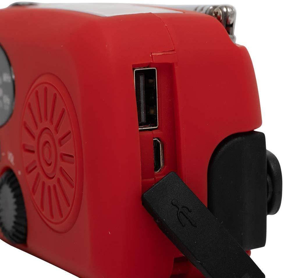 NOAA Weather Radio Solar Emergency Hand Crank Self Powered AM/FM/NOAA Solar Radios with 3 LED Flashlight 1000mAh Smart Phone Charger Power Bank(Red)