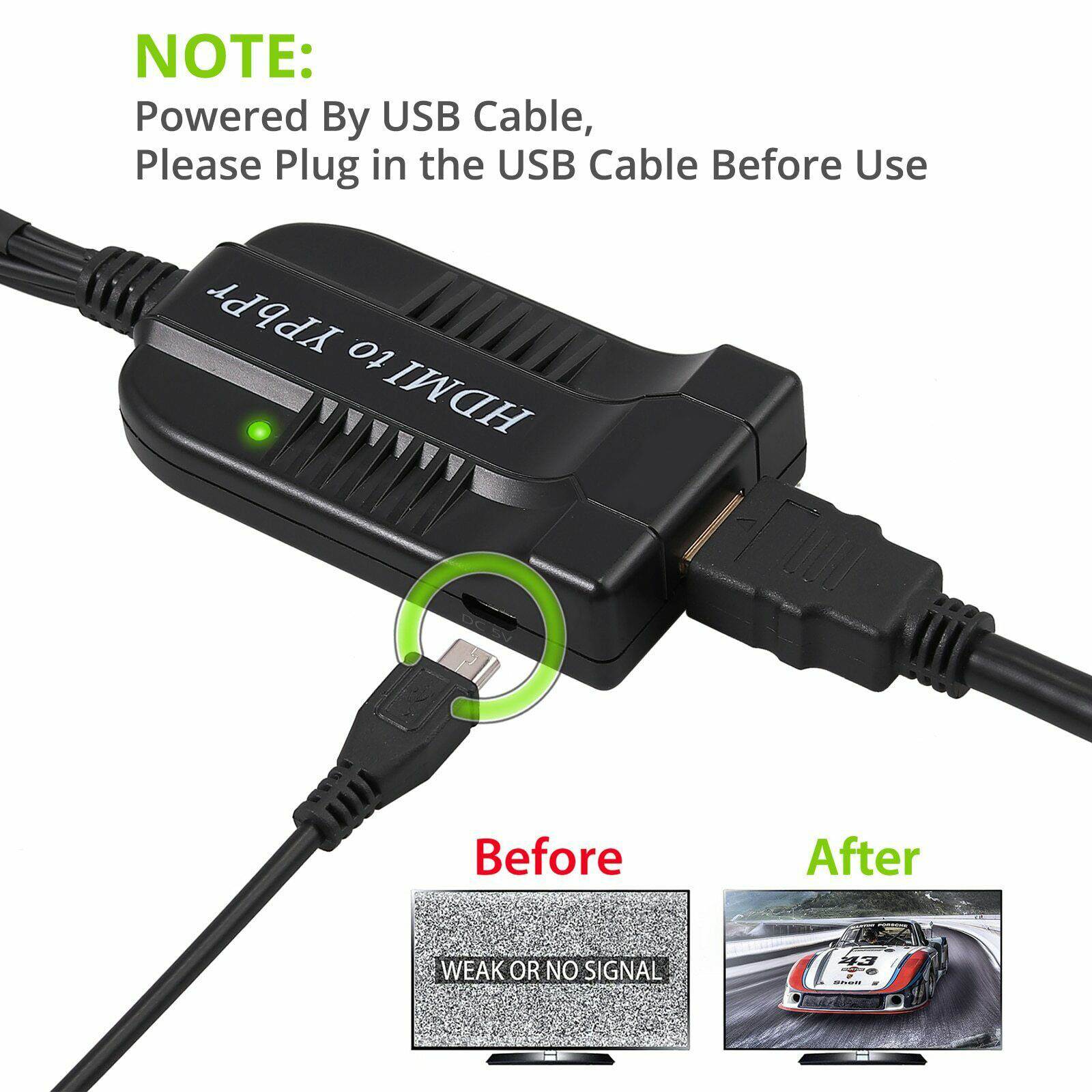 HDMI to YPbPr Converter 1080P Component Video YPbPr Male 5RCA RGB with R/L Audio Output