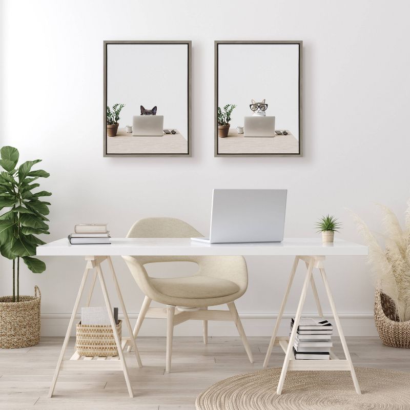 18" x 24" Sylvie I Work in Accounting Framed Canvas by the Creative Bunch Studio Gray - Kate & Laurel All Things Decor