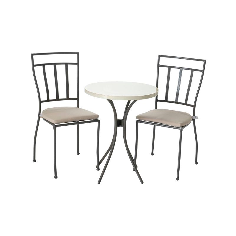 Sabbio 3pc Steel Patio Bistro Set with 24" Round Table - Alfresco Home LLC