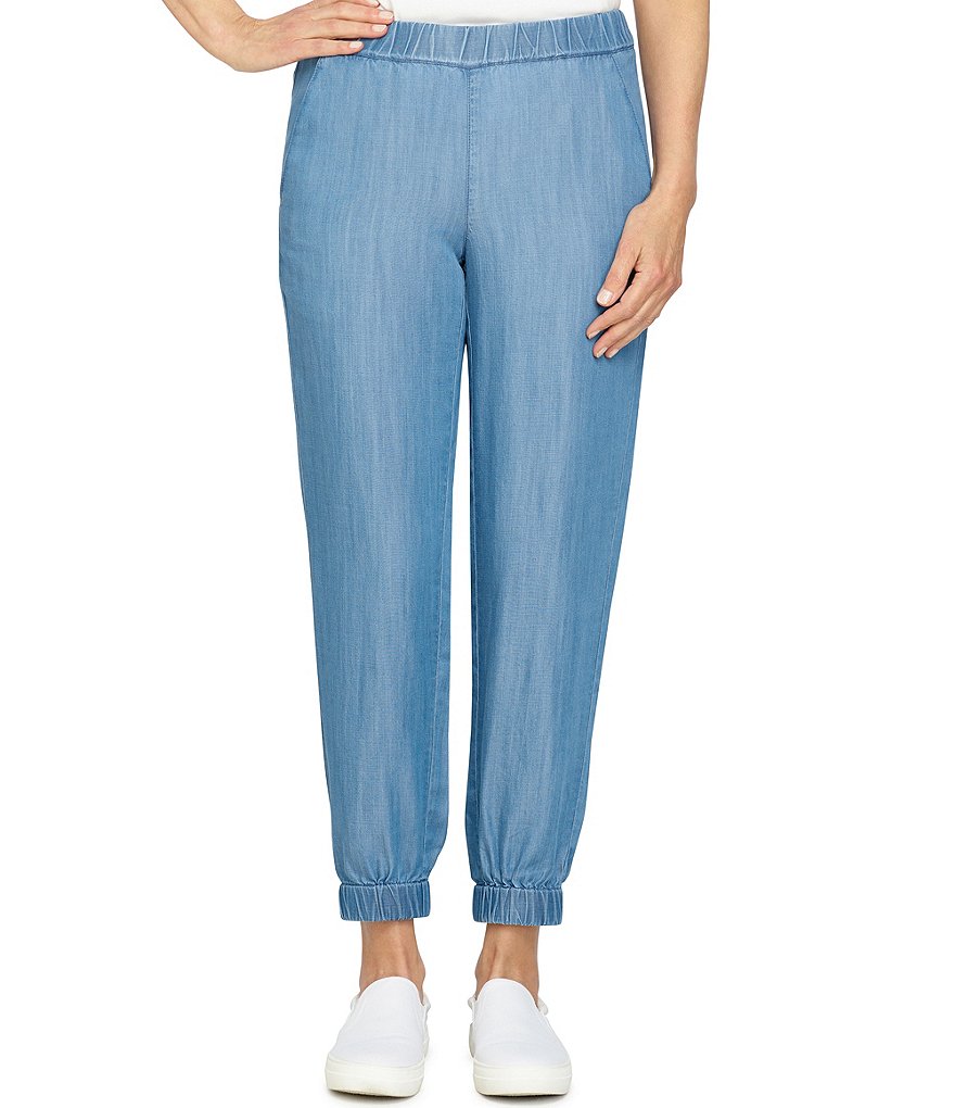 Ruby Rd. Tencel Pull-On Stretchy Rib Hem Ankle Pants