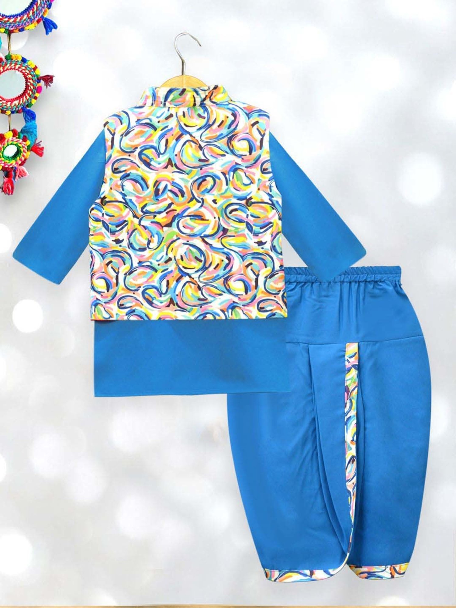 A.T.U.N. Boys Multicolor Printed Full Sleeves Kurta Set