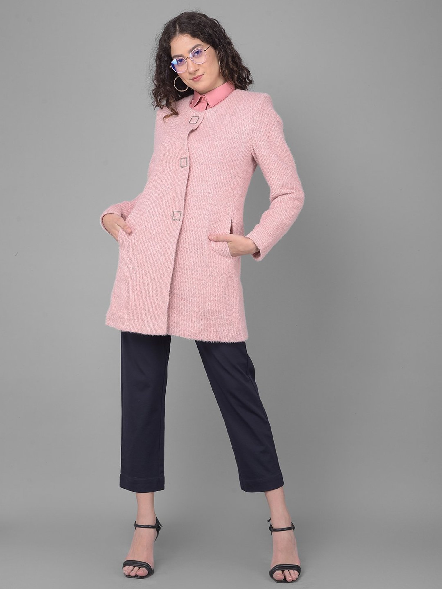 Crimsoune Club Pink Textured Overcoat