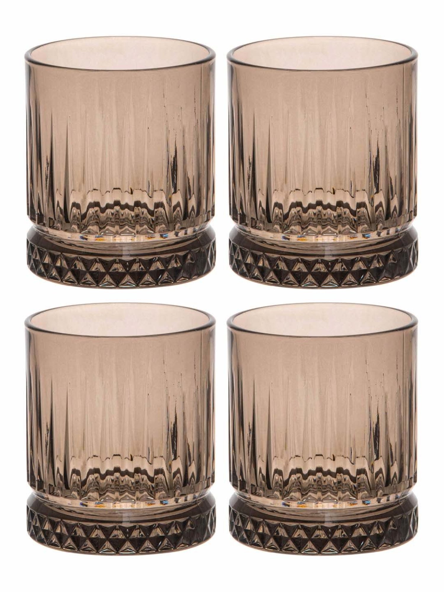 Pasabahce Elysia Brown Glass Whiskey Tumbler (0.355 L) - Set of 4