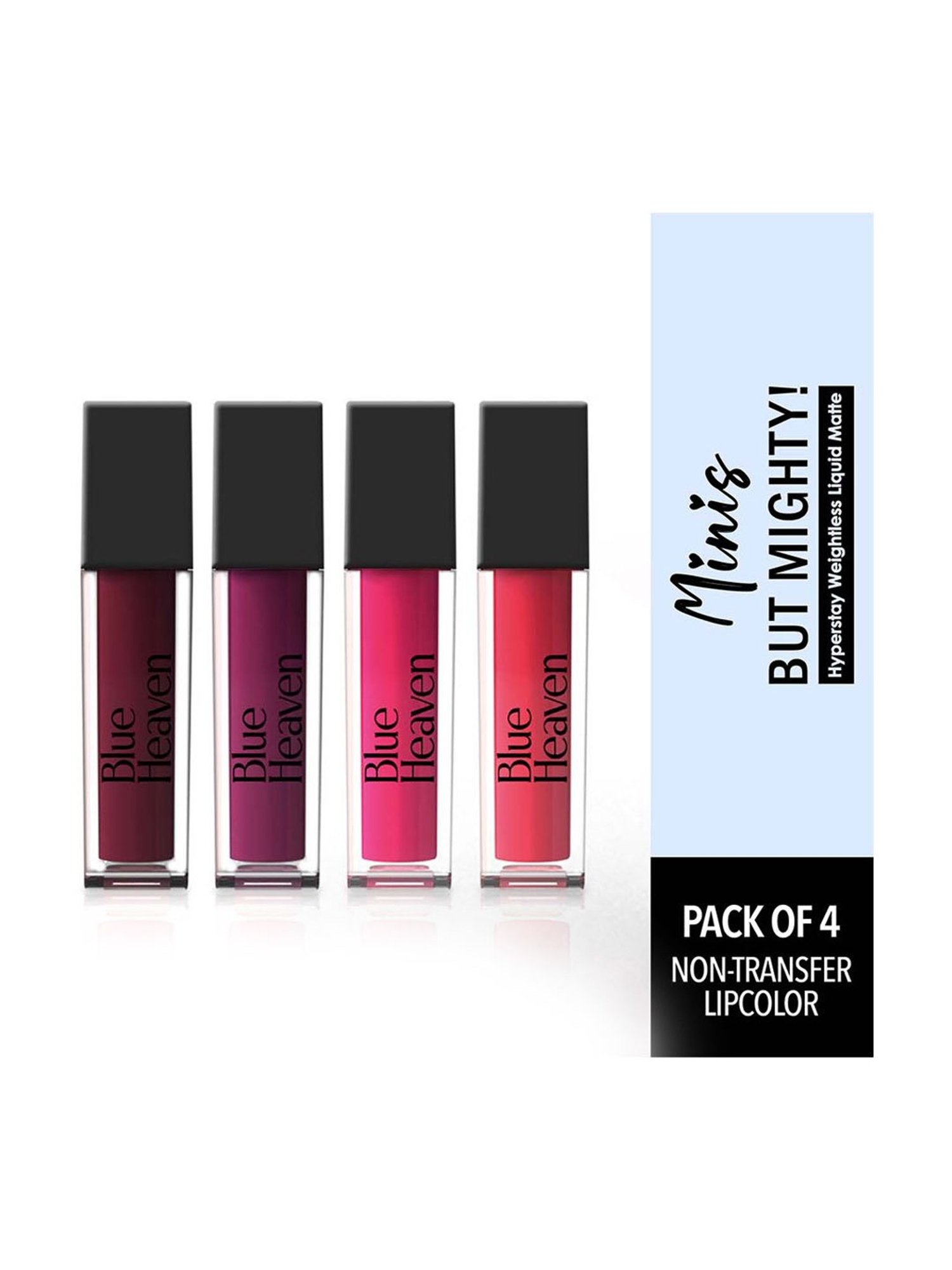 Blue Heaven Minis But Mighty Liquid Lipstick Majestic Diva Bright - Pack of 4