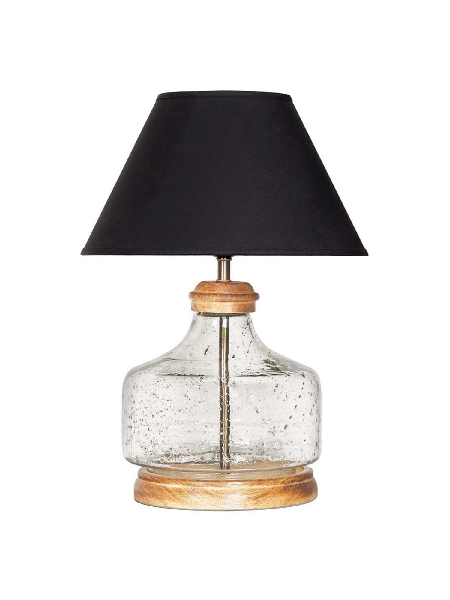 Kapoor Lamp Shades Clear & Brown Glass Tuscan Table Lamp With Cotton Shade