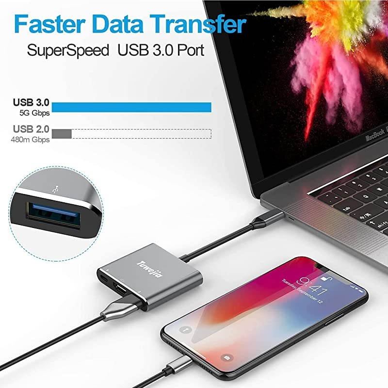 USB C to HDMI Multiport Adapter  USB 31 Thumderbolt 3 to HDMI 4K HDMI Output USB 30 Port and USBC Charging Port Compatible with MacBookMacBook ProMacBook Air 20192018 iPad Pro 201819