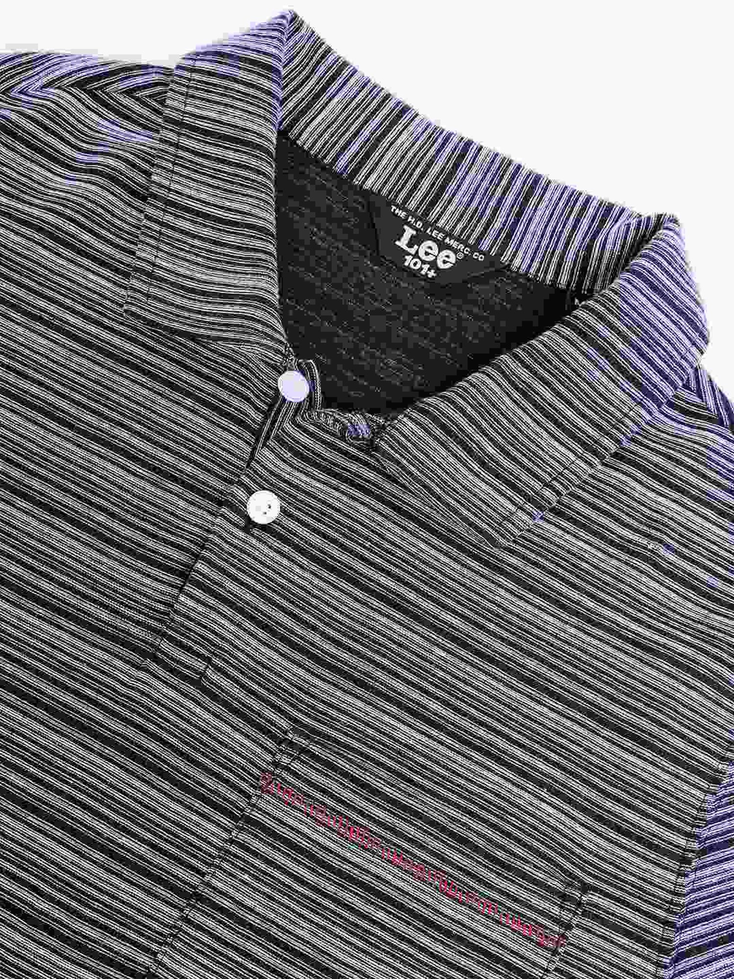 Lee Navy Regular Fit Striped Polo T-Shirt