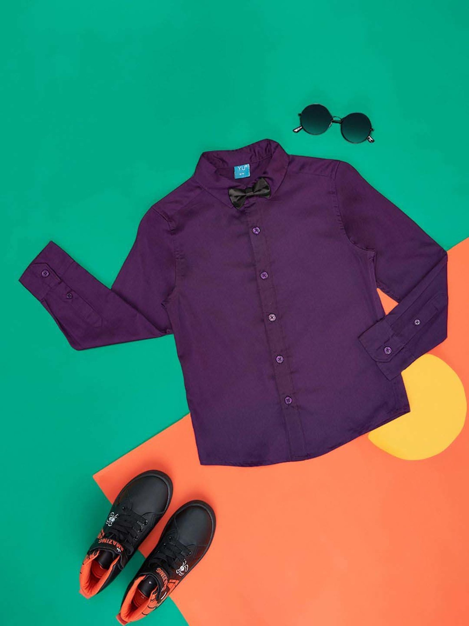 YU by Pantaloons Kids Purple Cotton Regular Fit Full Sleeves Shirt