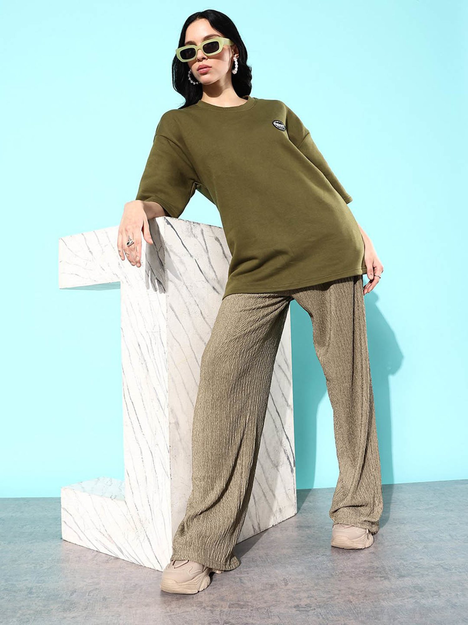 Difference of Opinion Olive Fleece Oversized Sweatshirt