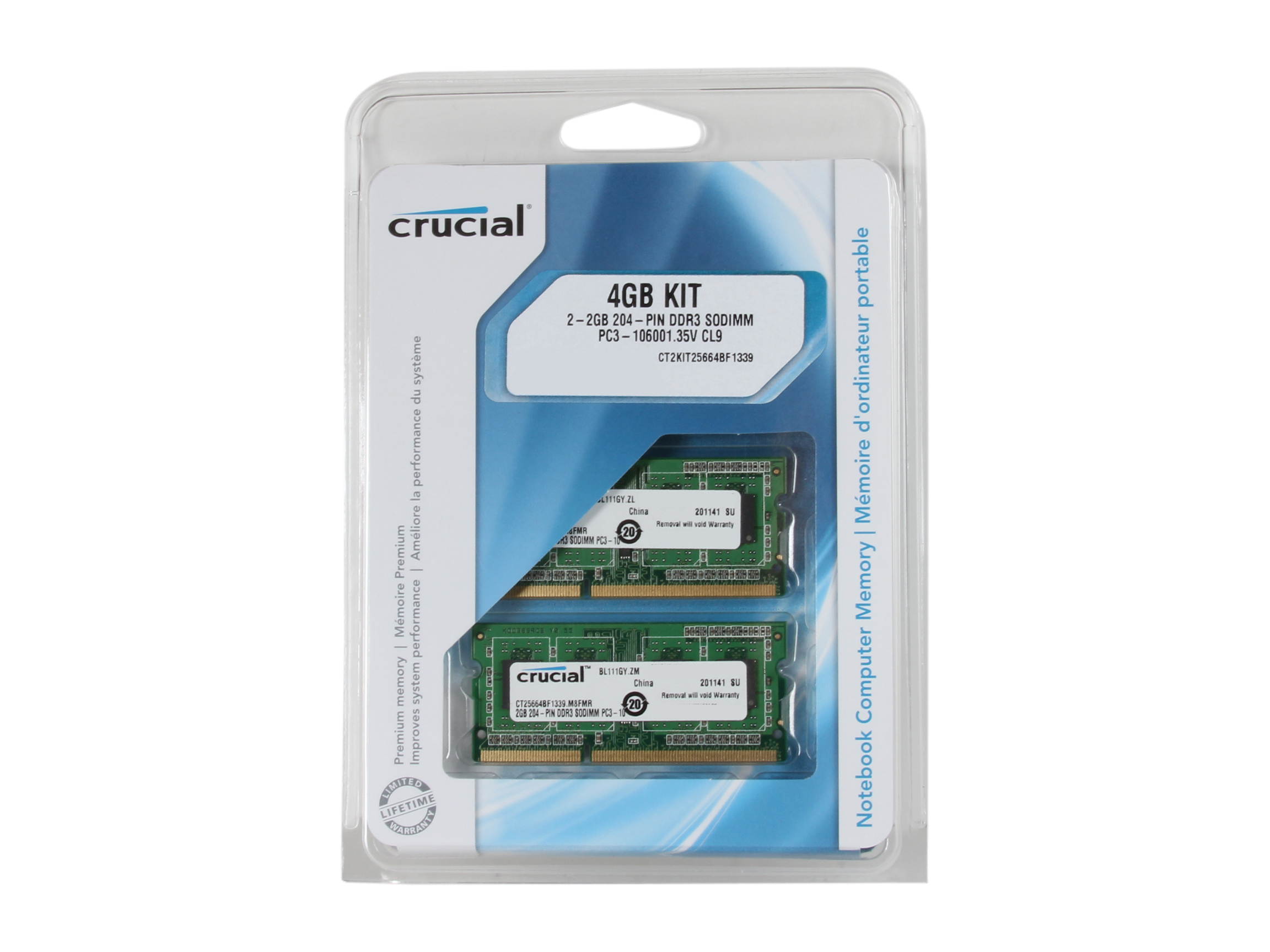 Crucial 4GB (2 x 2GB) 204-Pin DDR3 SO-DIMM DDR3L 1333 (PC3L 10600) Laptop Memory Model CT2KIT25664BF1339