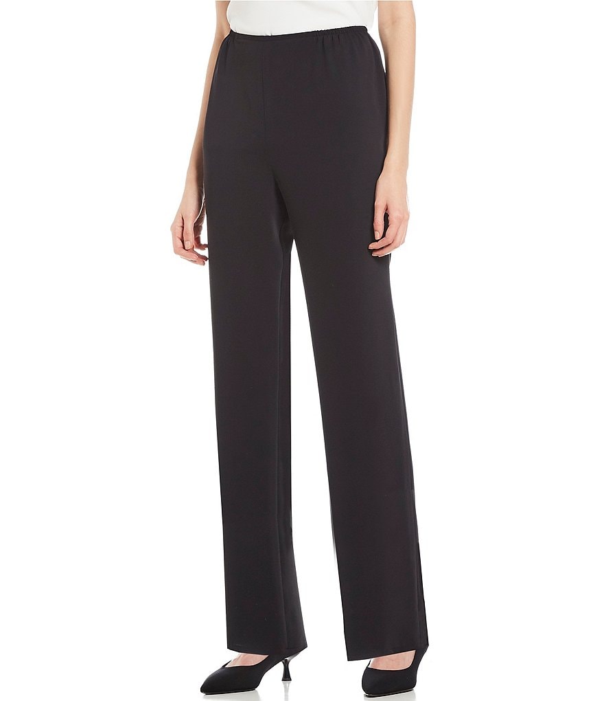 Caroline Rose Matte Crepe Pull-On Straight-Leg Pants