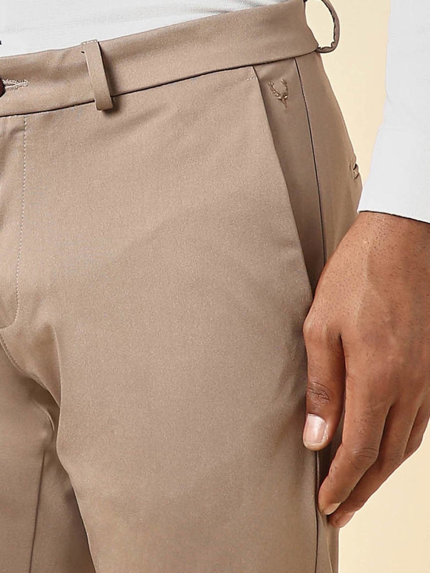 Allen Solly Khaki Slim Fit Trousers