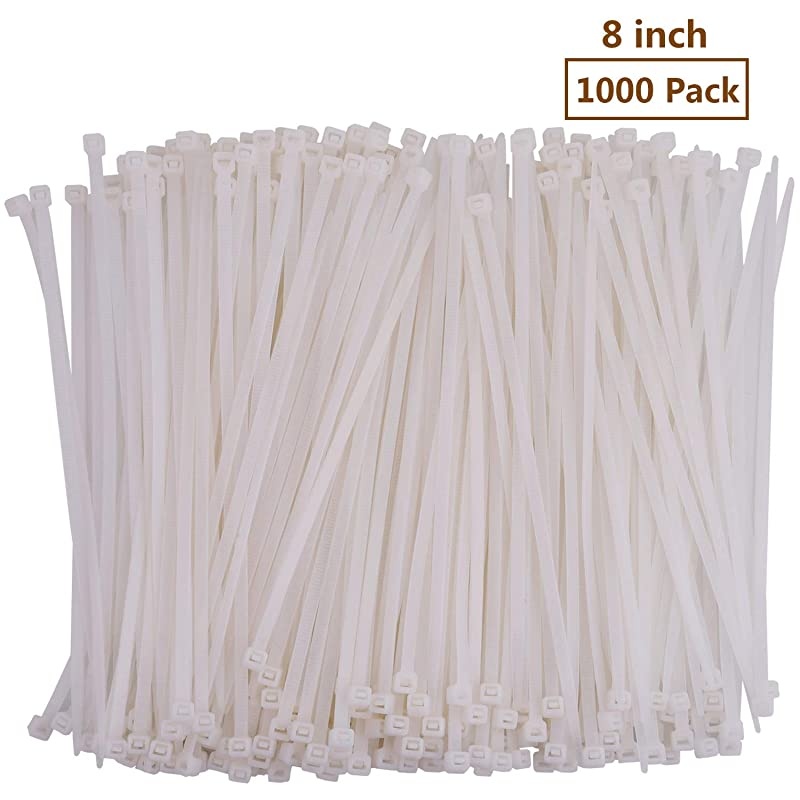 Inch Zip Ties White 1000 Pcs, Premium Nylon Cable Ties Wire Management Ties 50 LB Tensile Strength (Inch, White, 1000 Pack)