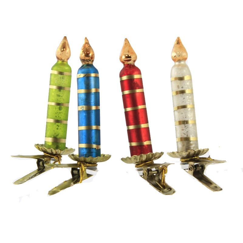 Christmas 3.75" Traditonal Candle Clip Ornament Vintage Mercury  -  Tree Ornaments