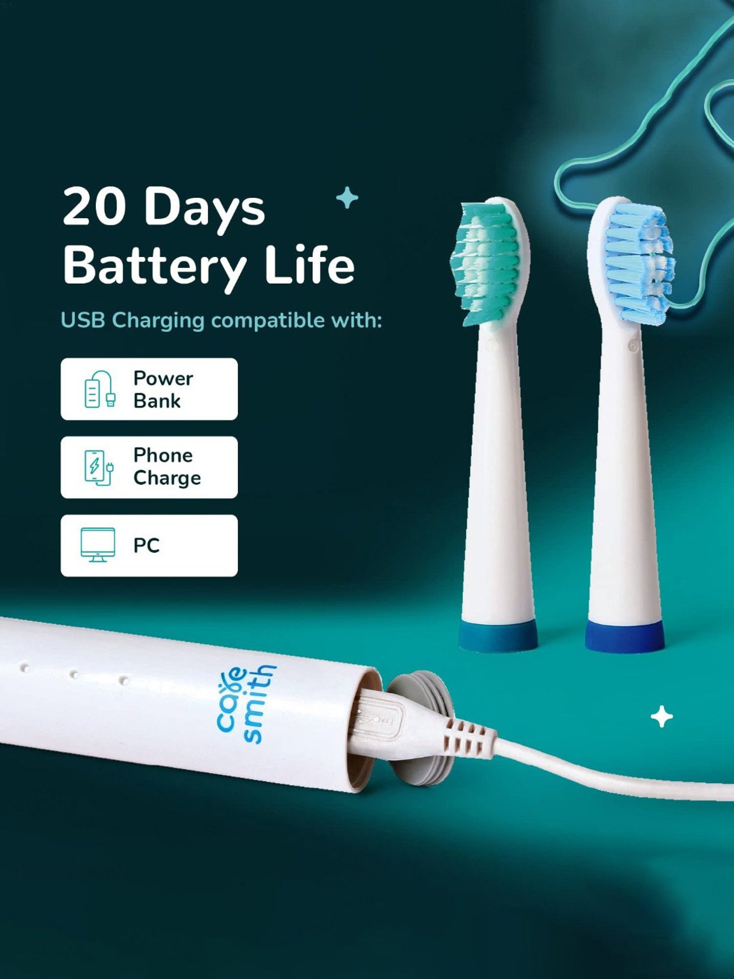 Caresmith SPARK CS009 Rechargeable Electric Toothbrush (White)