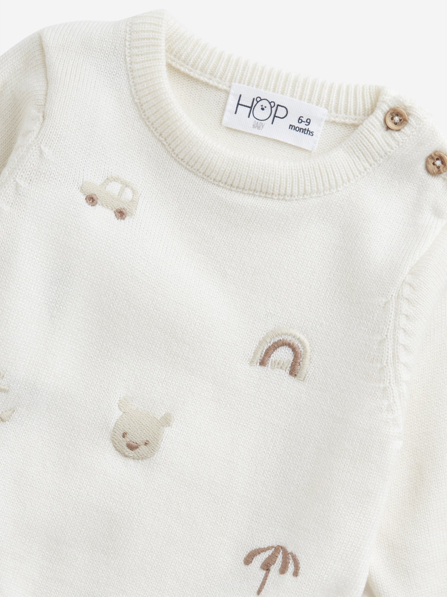 HOP Baby by Westside Off-White Embroidered Knitted Sweater