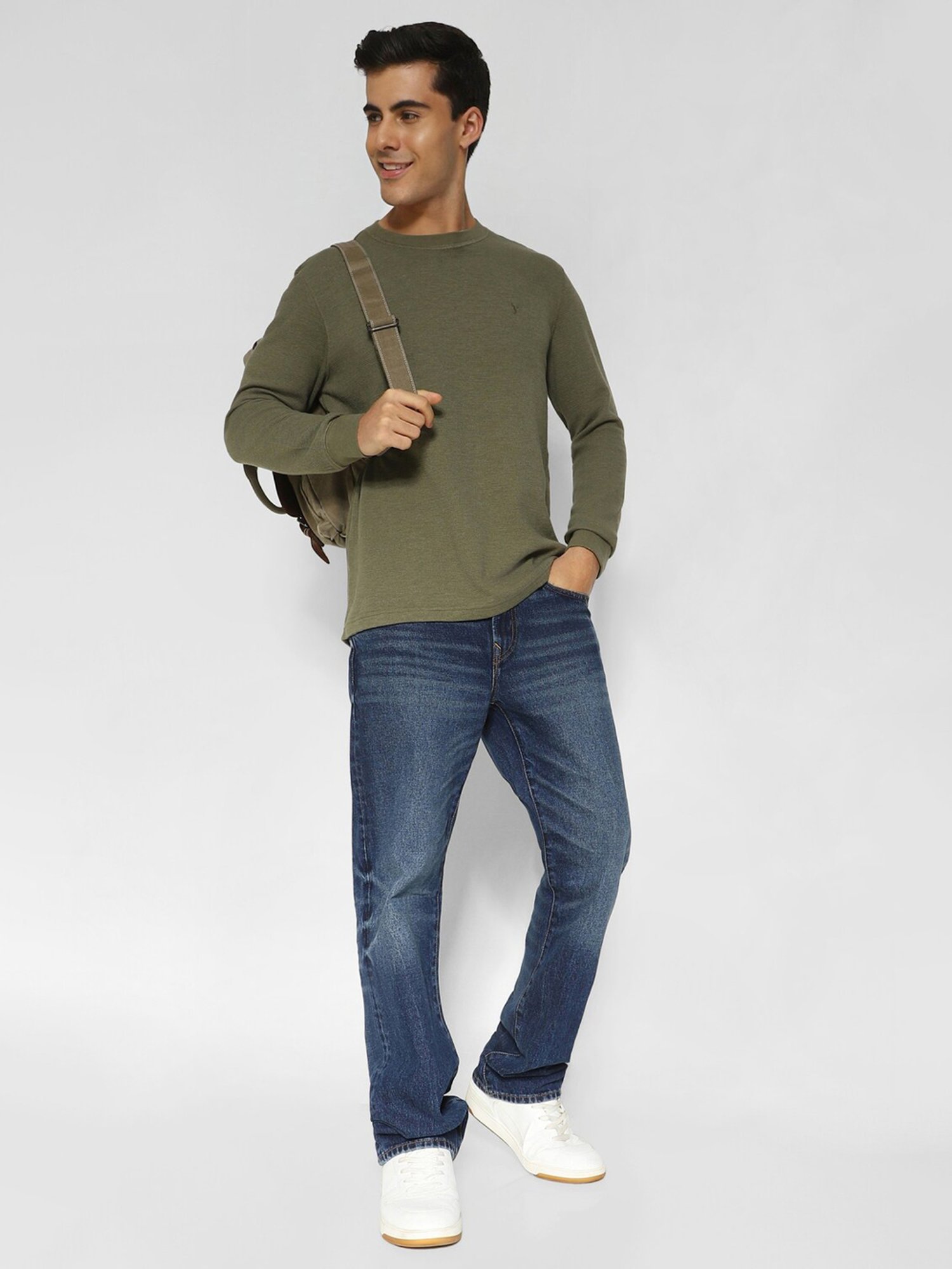 American Eagle Green Regular Fit Texture T-Shirt