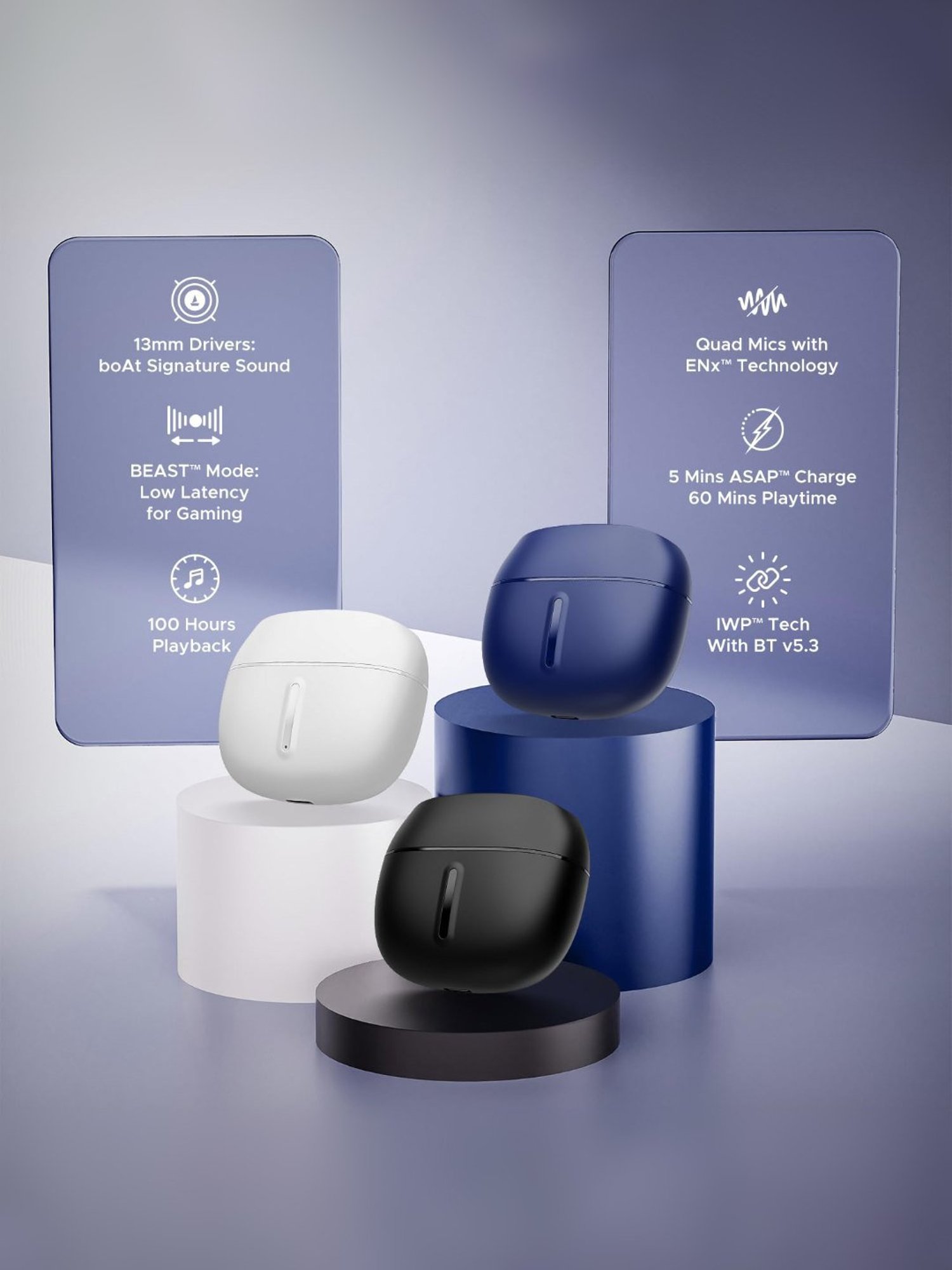 Boat Airdopes Max TWS In Ear BT Earbuds with 100H Playtime & ENX Tech (Carbon Black, True Wireless))