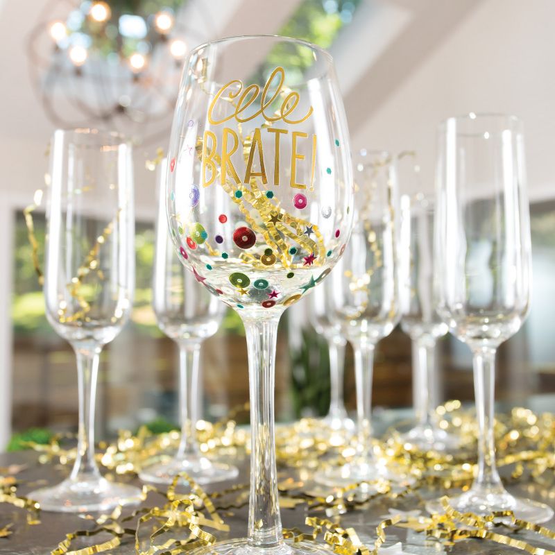 DEMDACO Celebrate Wine Glass 12 ounce - Multi