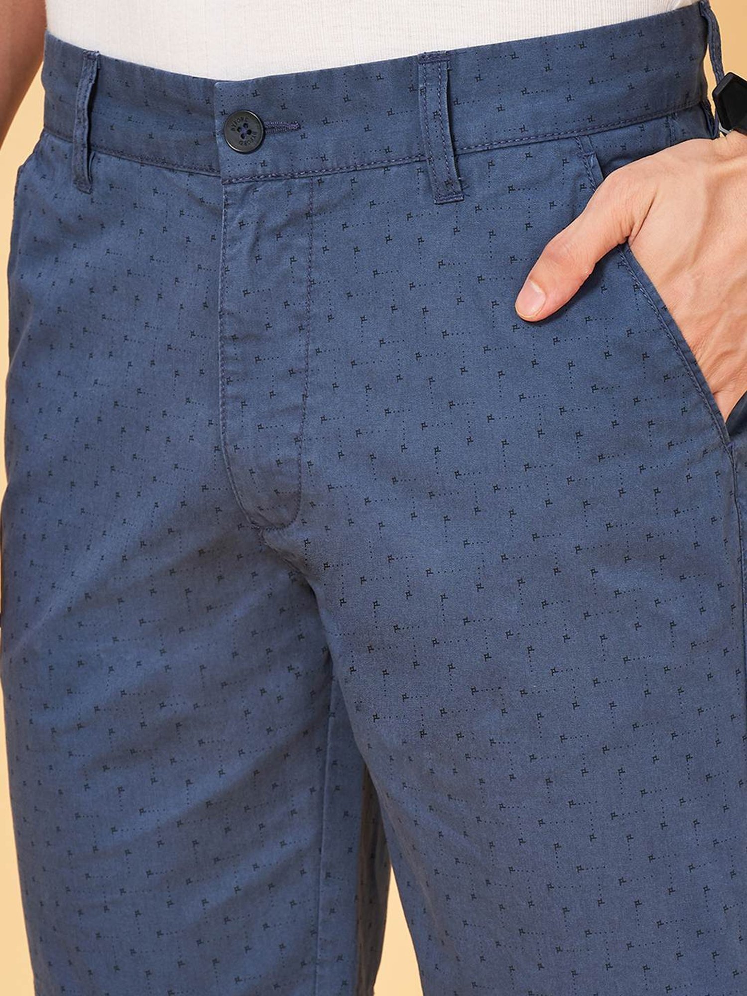 Byford By Pantaloons Blue Depths Slim Fit Printed Shorts