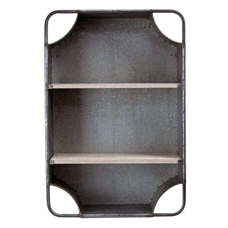 24.5" x 16.7" Decorative Galvanized Metal Wall Shelf Gray - E2 Concepts
