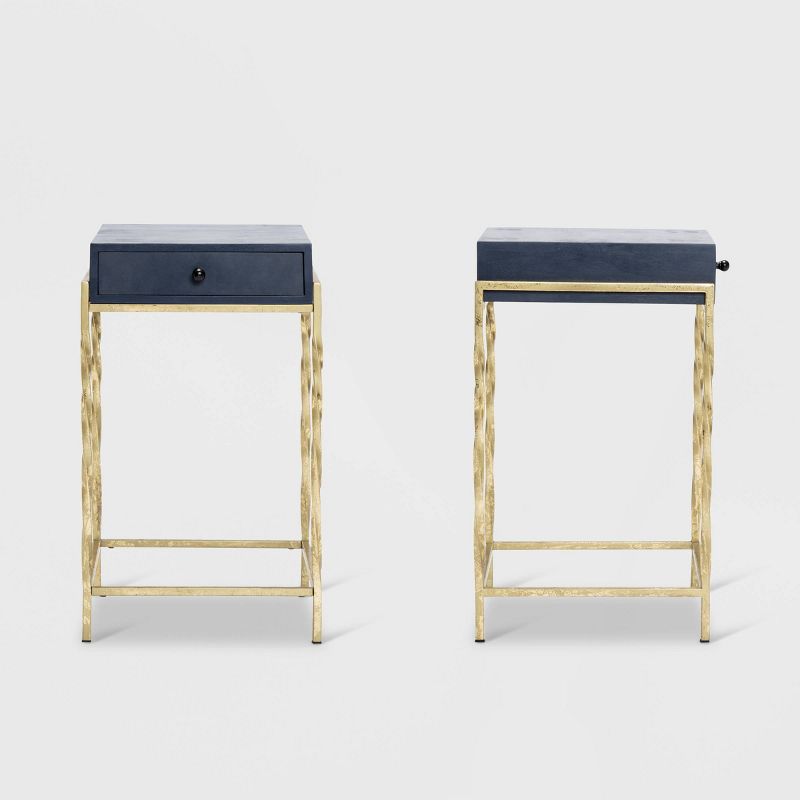 Jolie Modern Living Room Accent Table Navy Blue/Gold - Adore Decor