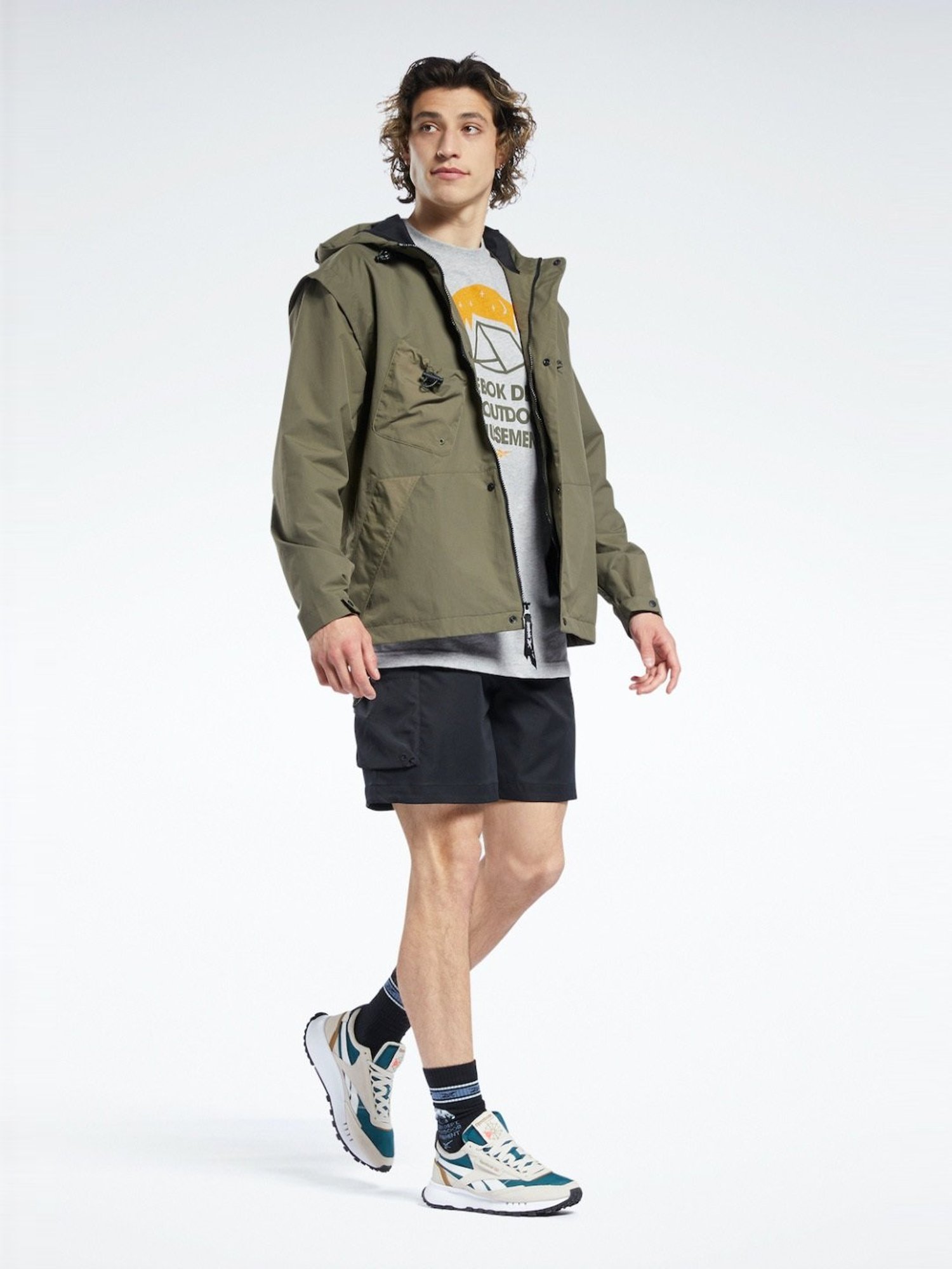 Reebok Grey Regular Fit Camping Sports Hoodie