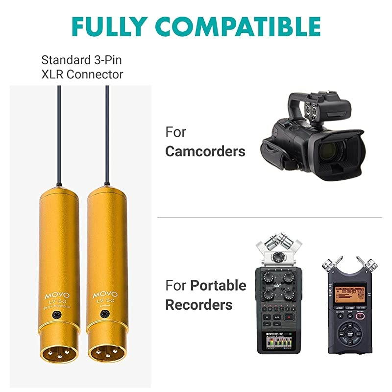 LV6 XLR Lavalier Microphone Set Omnidirectional Microphone and Cardioid Microphone 48v Phantom Powered
