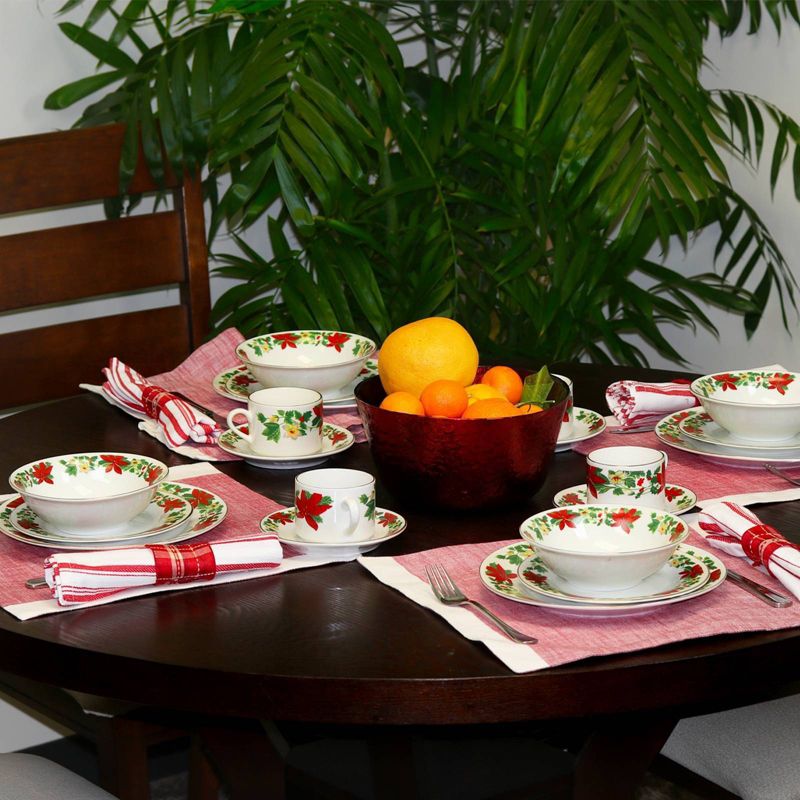 Gibson Home 20pc Ceramic Poinsettia Holiday Dinnerware Set