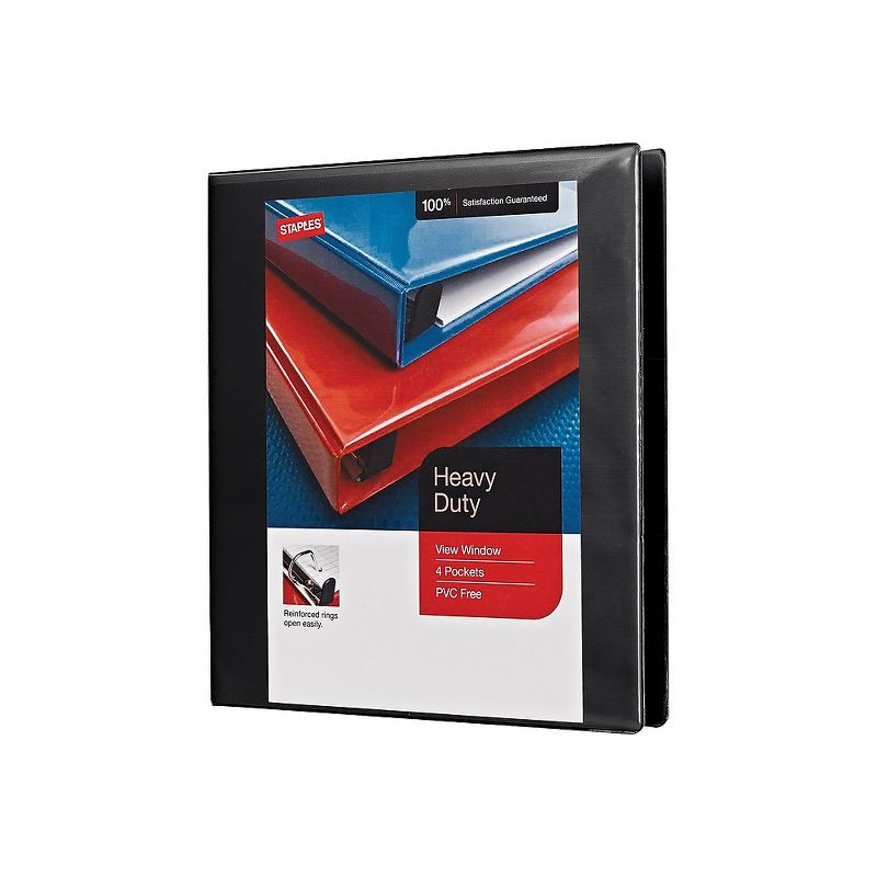 1/2" Staples Heavy-Duty View Binder with D-Rings Black 976055