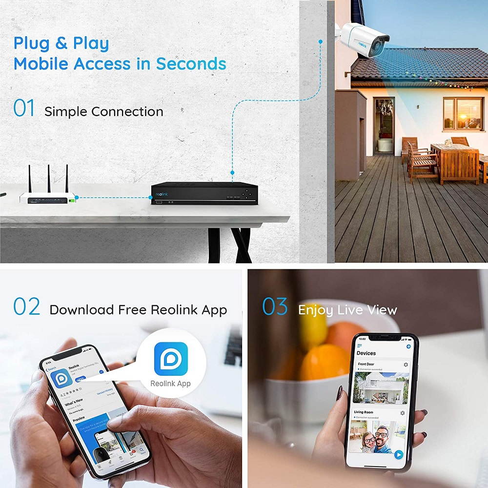 Reolink 16CH 4K Security Camera System, 8pcs 8MP Smart Person/Vehicle Detection Wired Outdoor Audio PoE IP Cameras,16CH 3TB HDD NVR for 24/7 Recording, RLK16-810B8-A