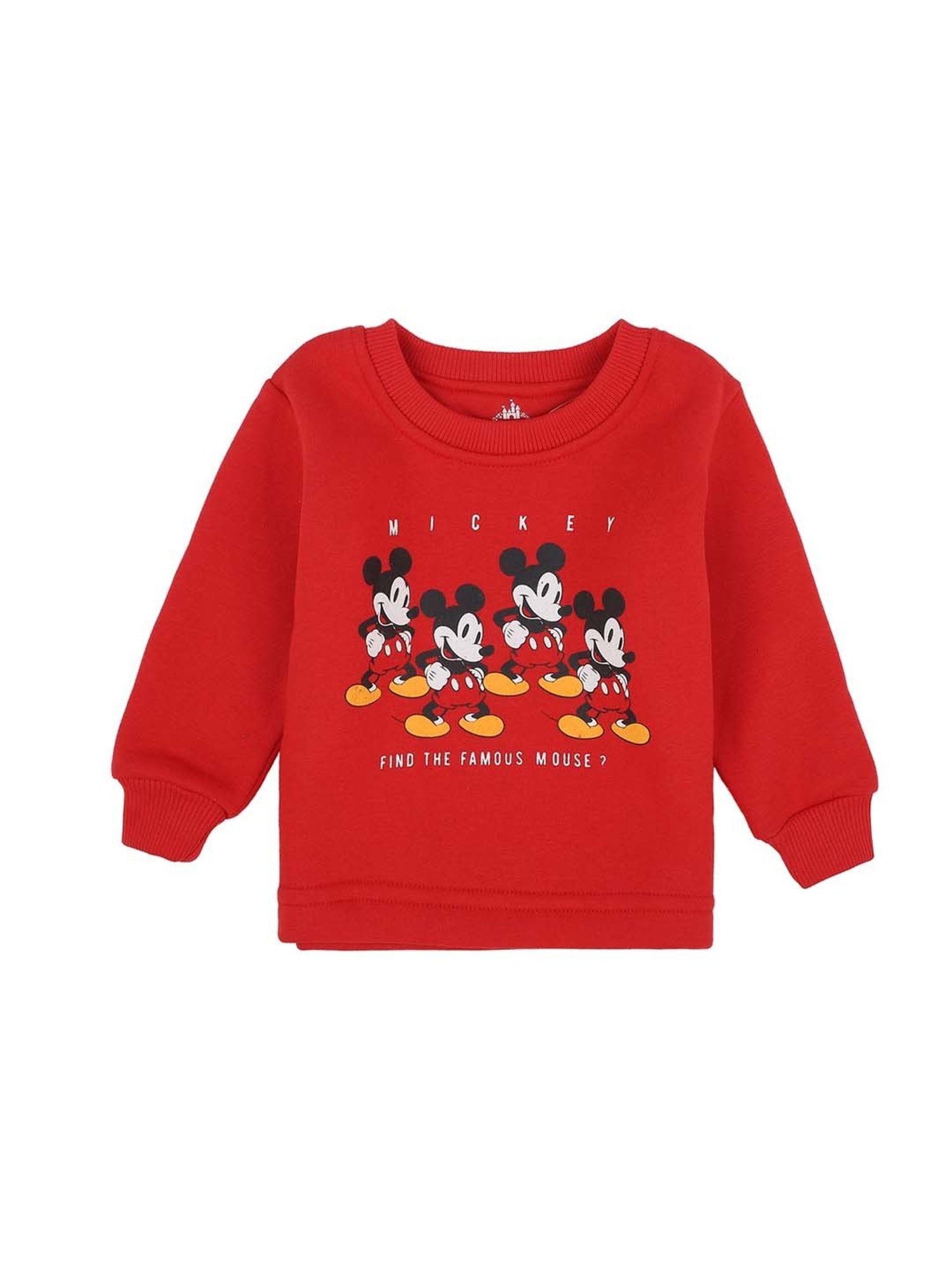 Bodycare Kids Poppy Red Cotton Printed Full Sleeves Mickey & Friends Sweatshirt