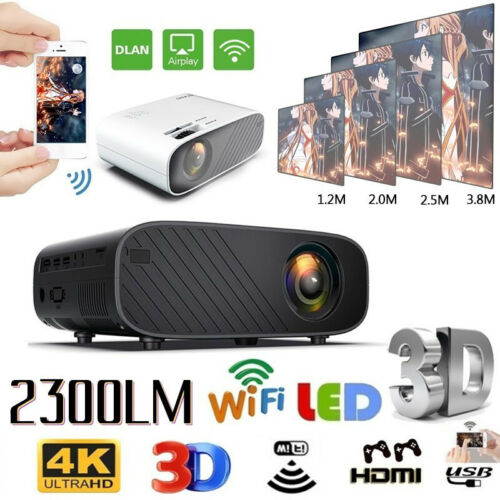 1080P HD WiFi Portable 3D LED Mini Video Projector Home Cinema 23000 Lumens 4K
