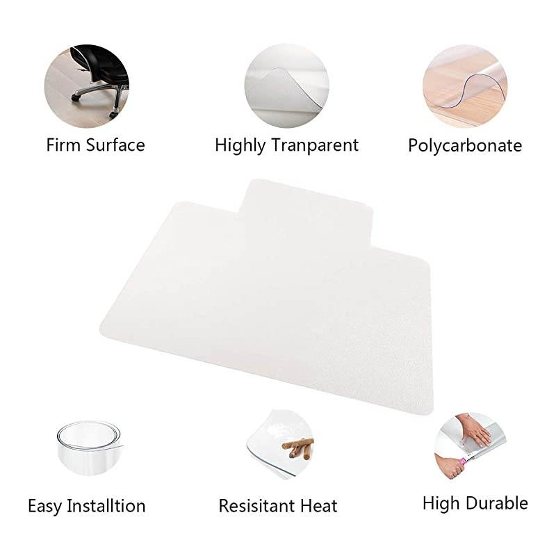 Office Chair Mat for Hard Floor 36 x 48 BPA Free Transparent Hardwood Floor Protector Easy Glide for Chairs Flat Without Curling Sturdy Durable Good for Computer Desk Office Home