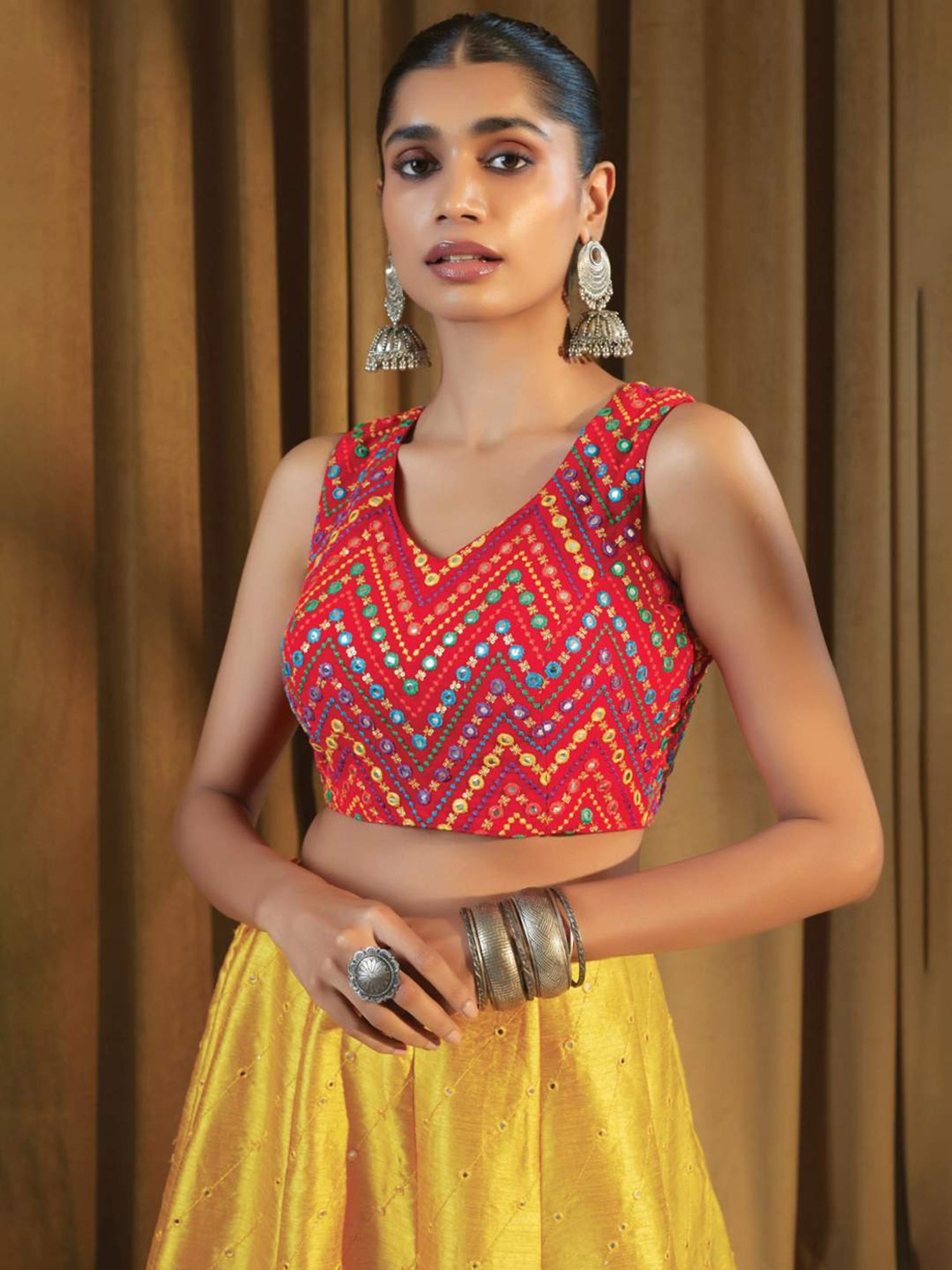 Soch Red Embroidered Readymade Blouse