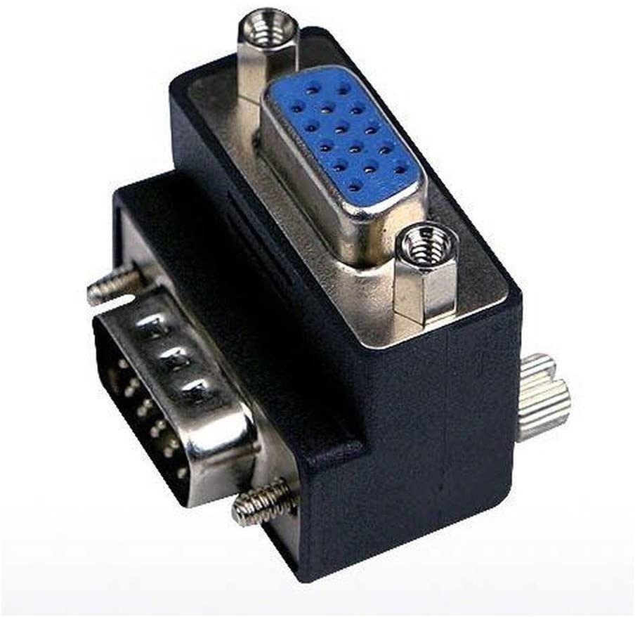 SIENOC 2PK 90 degree Right Angle VGA Male to Female 15 Pin SVGA Converter Adapter Connector for LCD Monitor TV Connector &hellip