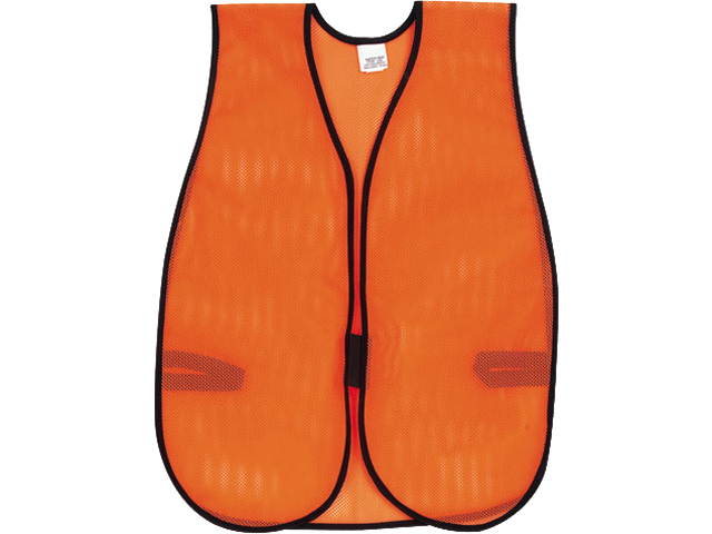 MCR Safety V201 Orange Safety Vest, Polyester Mesh, Hook Closure, 18" x 47", One Size