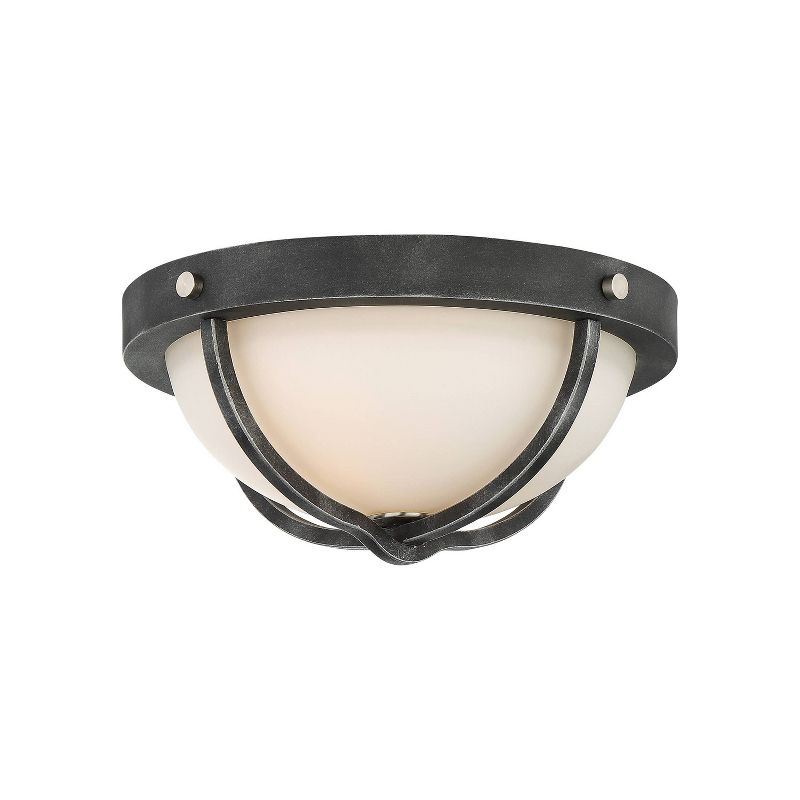 Ceiling Lights Flush Mount Iron Black with Brushed Nickel Accents - Aurora Lighting