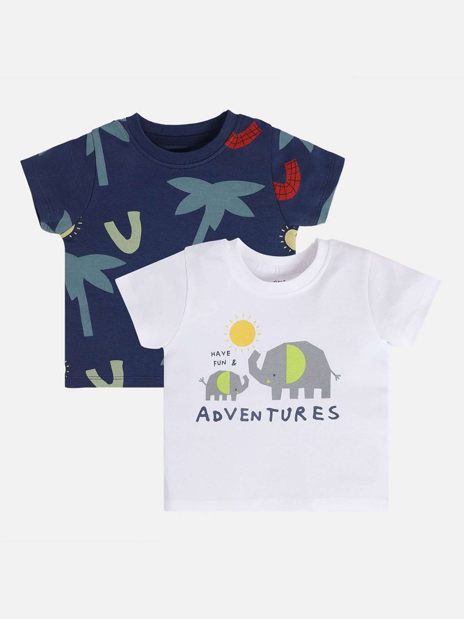 MINIKLUB Boys Navy & White Printed T-Shirt (Pack Of 2)