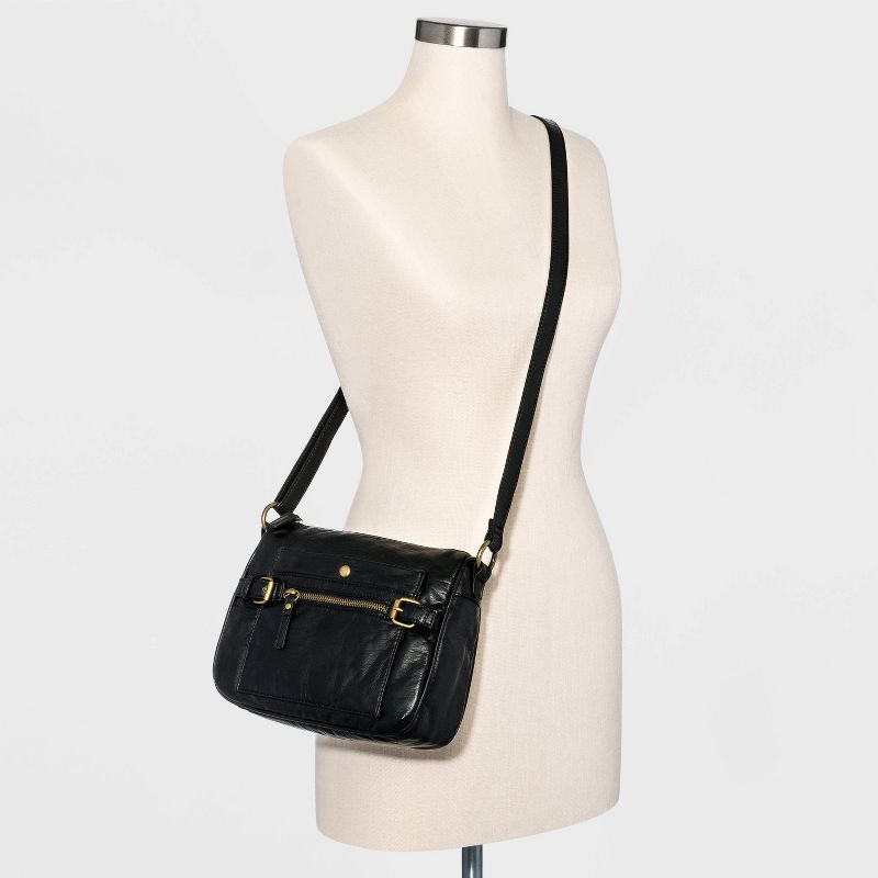 Bueno Zip Closure Crossbody Bag - Black