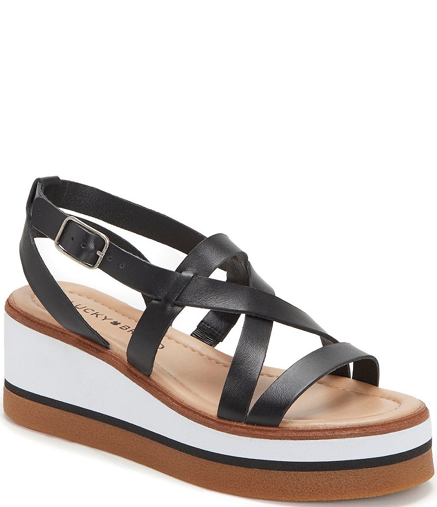 Lucky Brand Ticey Leather Wedge Sandals