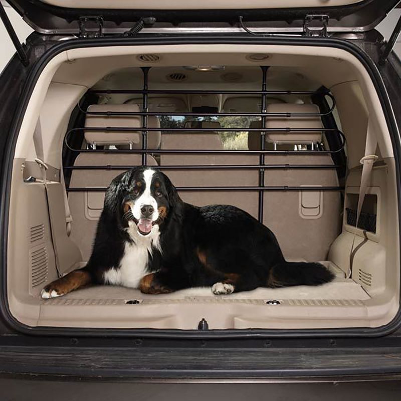 Guardian Gear Pressure Mounted Expandable Steel Pet Safety SUV Large Cargo Vehicle Travel Barrier Gate, Black