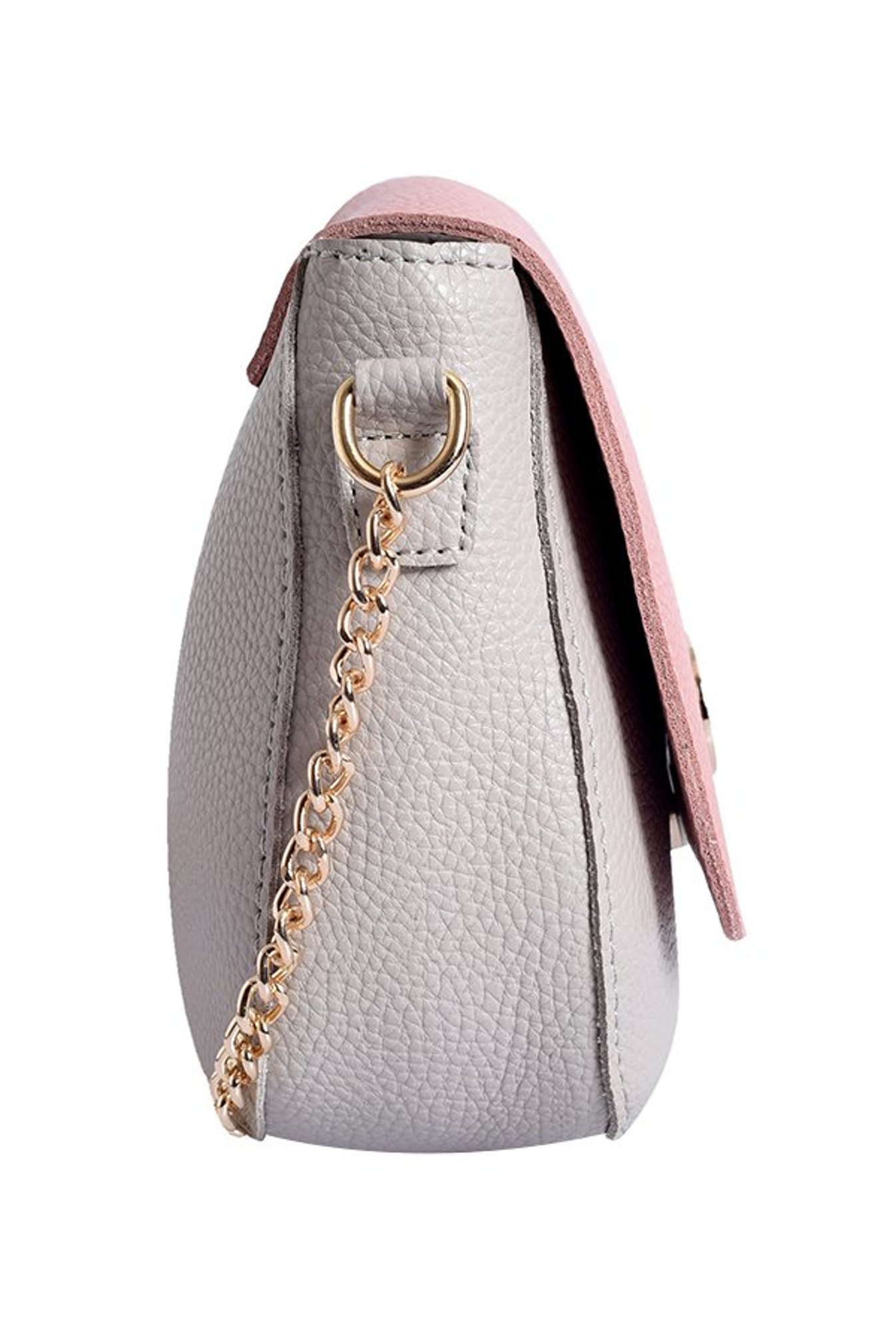 Lino Perros Pink & Light Grey Solid Flap Sling Bag