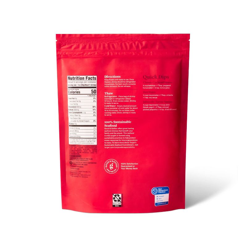 Peeled & Deveined Tail On Cooked Shrimp - Frozen - 16-20ct/16oz - Good & Gather™