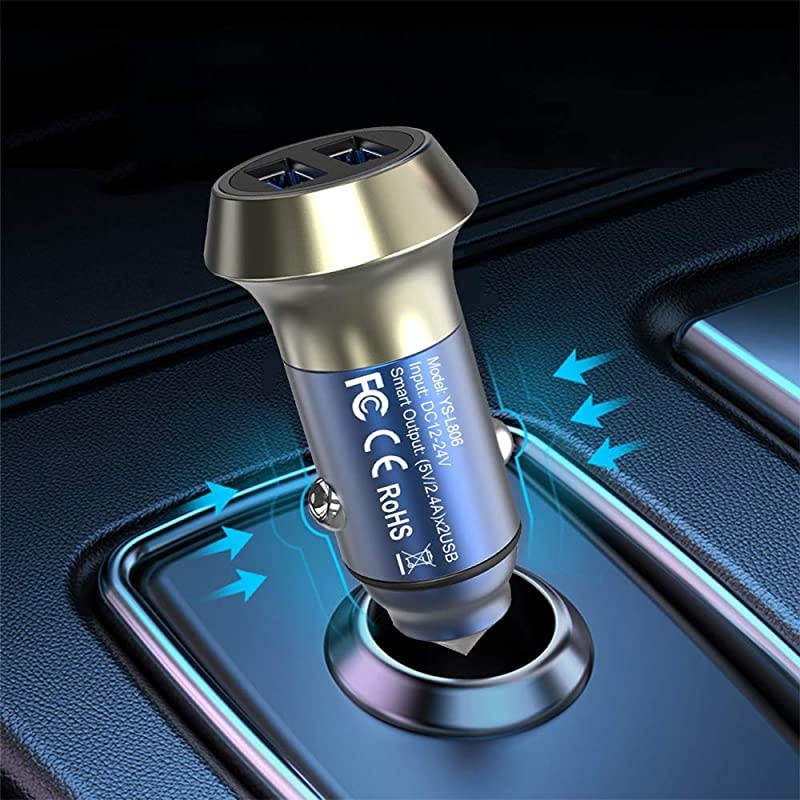 USB Car Charger[4-Pack], All Metal 24W/4.8A Dual Port Fast Car Charger Adapter Compatible with iPhone 11 Pro(max)/Xs/Xr/X/8,Pad,Galaxy Note S10/S9/S8 and More