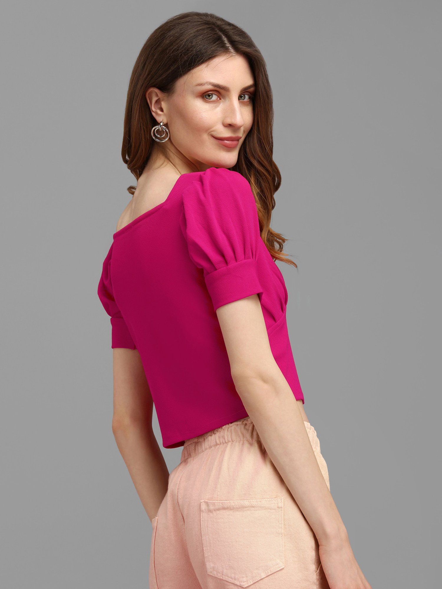 PURVAJA Pink Regular Fit Crop Top